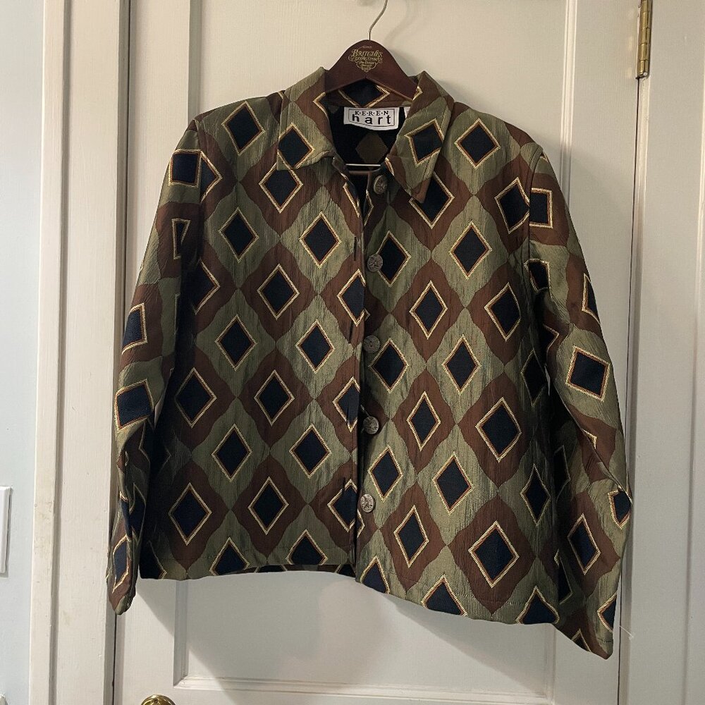 Keren Hart Multi Colored Diamond Patterned Jacket… - image 1